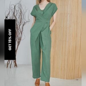 Elegant Architectural Wrap Jumpsuit Boiler Suit Romper NWT